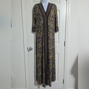 Soft Surroundings Small Elegant Yellow Black Maxi Dress
